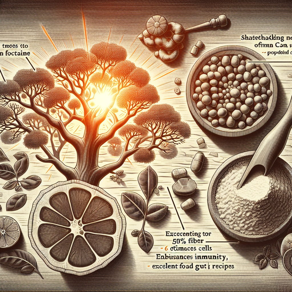 바오밥 나무와 열매 이미지