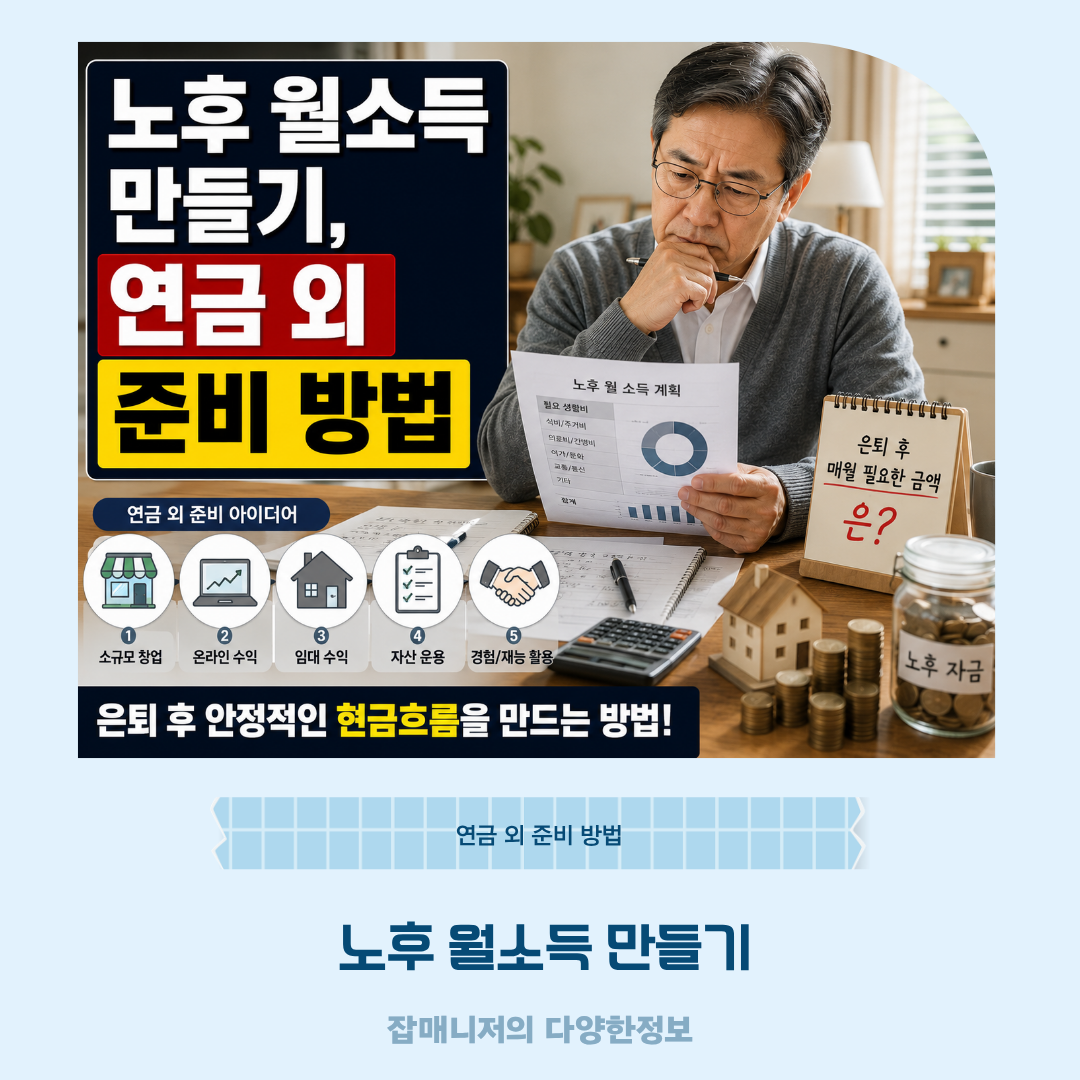노후 월소득 만들기, 연금 외 준비 방법