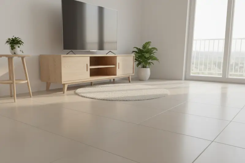 시공이 완료된 깔끔한 바닥과 주변 가구의 디테일이 보이는 따뜻한 마감 사진