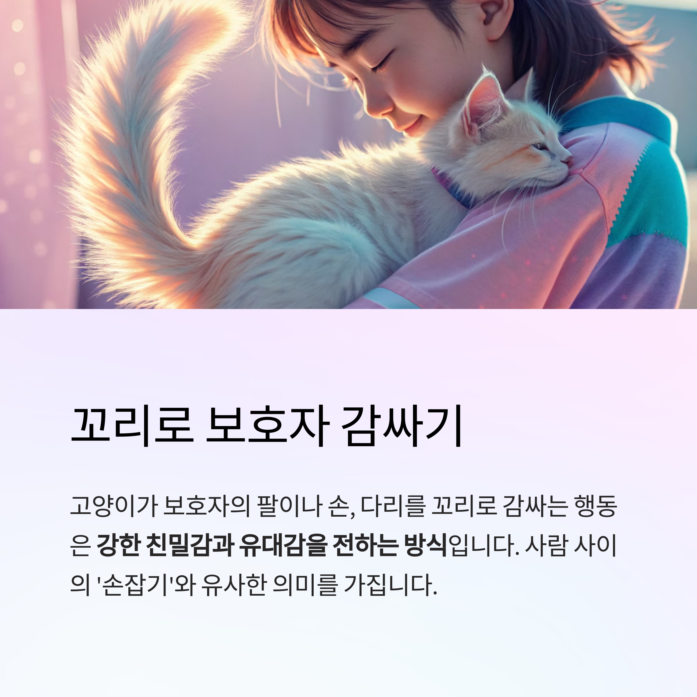 꼬리로 보호자 감싸기