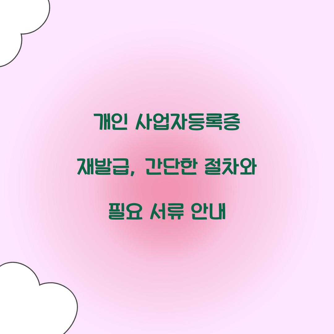개인 사업자등록증 재발급