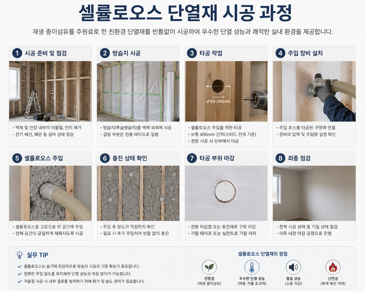 셀룰로오스 단열재 시공 과정