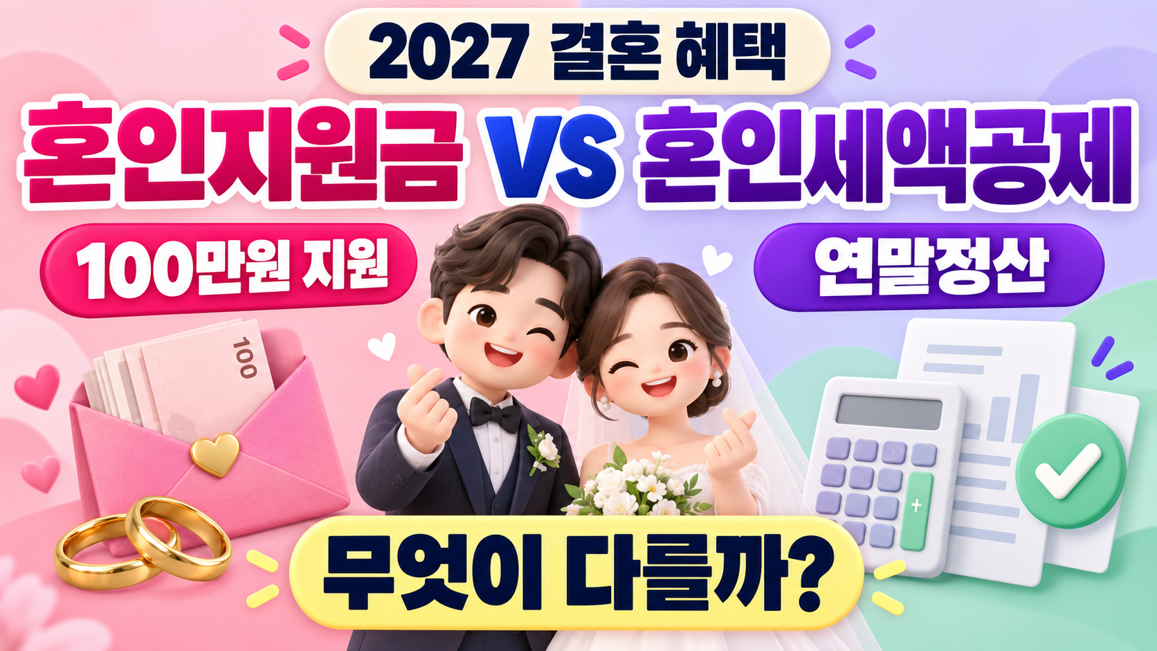 2027 혼인지원금 vs 혼인세액공제 차이｜100만원 지원&middot;연말정산 무엇이 다를까?
