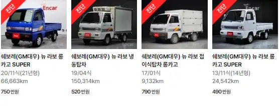 뉴 라보 (08년 ~ 현재) 중고차 가격