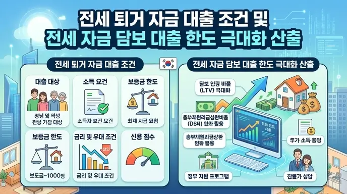 전세 퇴거 자금 대출 조건 및 전세 자금 담보 대출 한도 극대화 산출