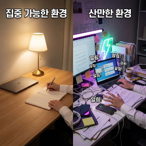 한 가지 일에 집중하는 환경 루틴 설정법 배워 봅니다.