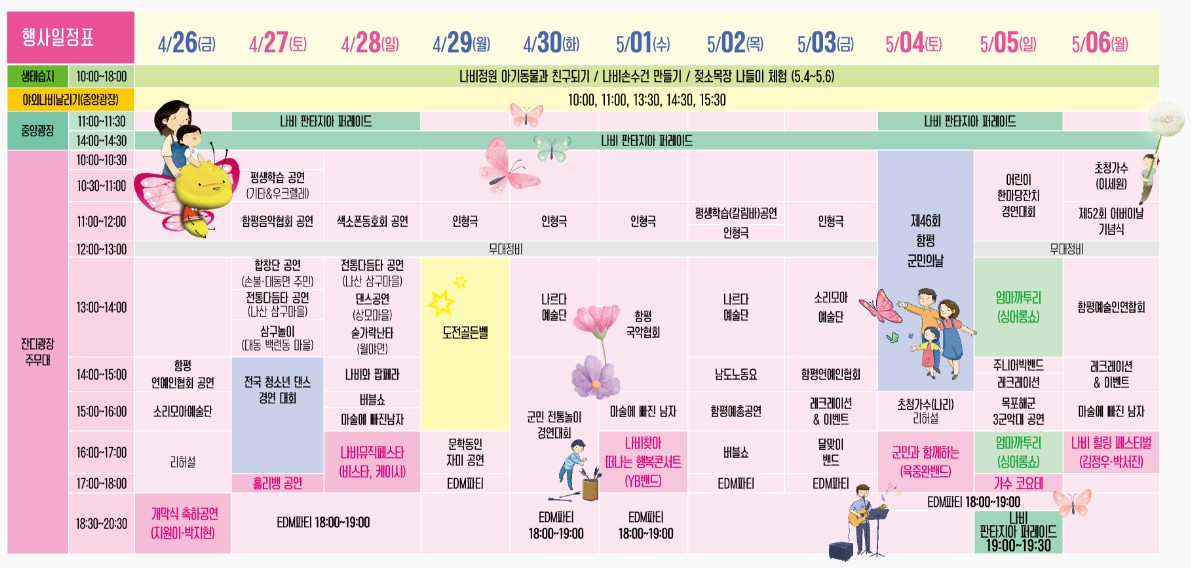 함평 나비대축제 행사일정표