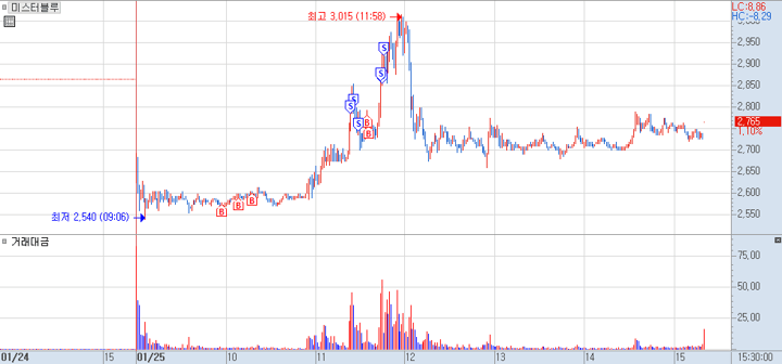 미스터블루 분봉 차트 2)