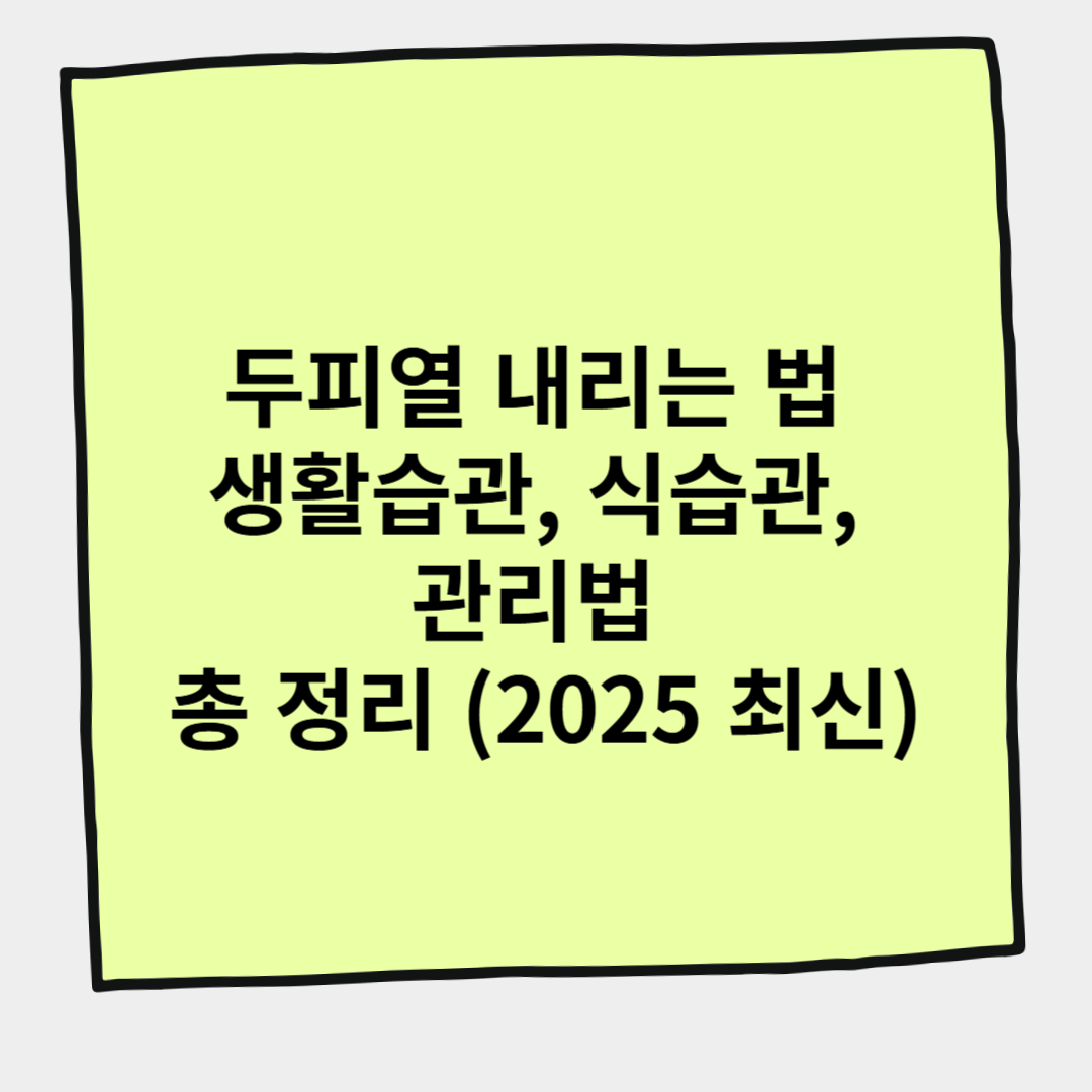 두피열 내리는 법 생활습관, 식습관, 관리법 총 정리 (2025 최신)