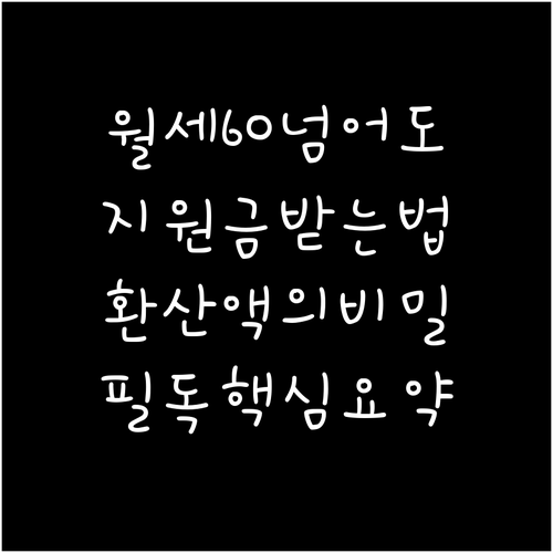 월세 60만원 초과자 청년월세 특별지..