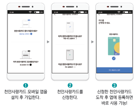 천안사랑카드 신청방법