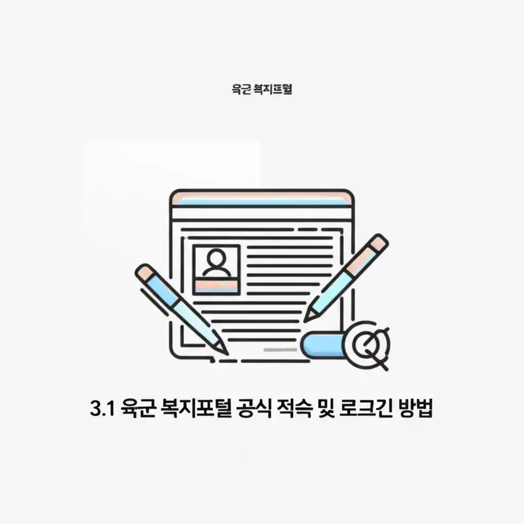 육군 복지포털 공식 접속 및 로그인 화면. 접속과 로그인 절차를 보여줍니다.