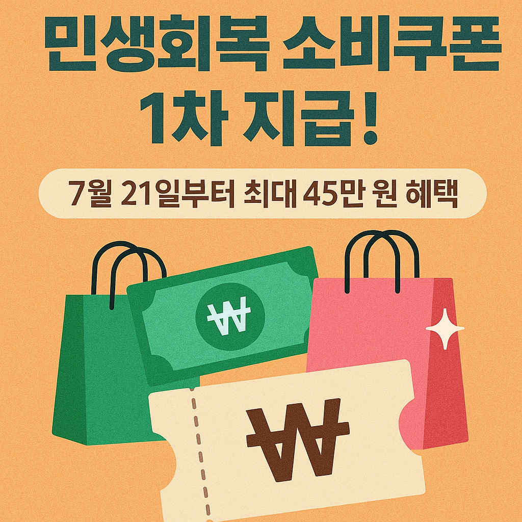 💸 민생회복 소비쿠폰 1차 지급! 7월 21일부터 최대 45만 원 혜택 🛍️
