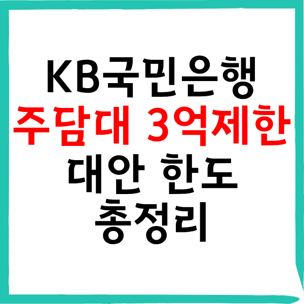 KB국민은행 주담대 3억제한 규제 조건 및 대안 한도 총정리
