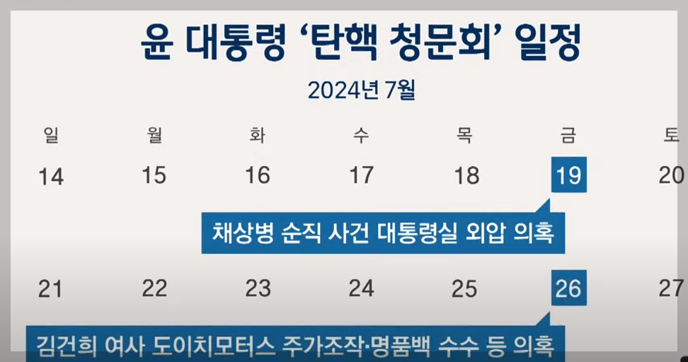 태통령 탄핵 청문회 일정