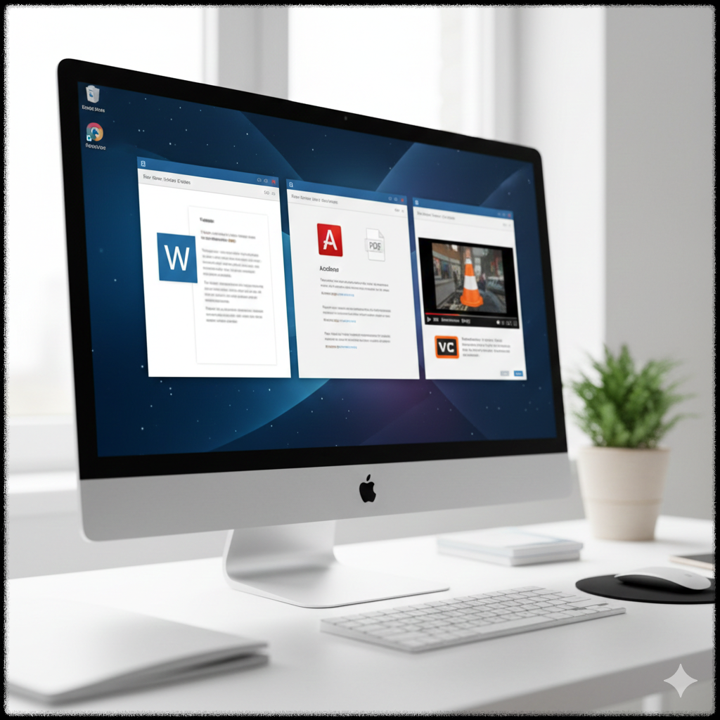 파일 확장자에 맞는 프로그램으로 문서와 미디어 파일을 여는 모습