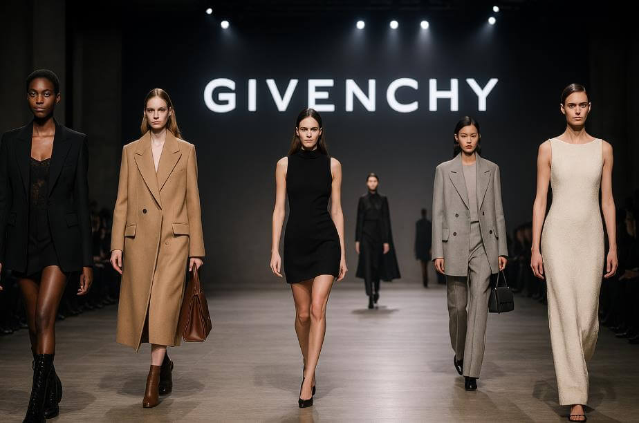 현대 런웨이에서 재해석된 지방시 컬렉션을 보여주는 장면