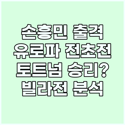 손흥민 출격! 토트넘, 애스턴 빌라전