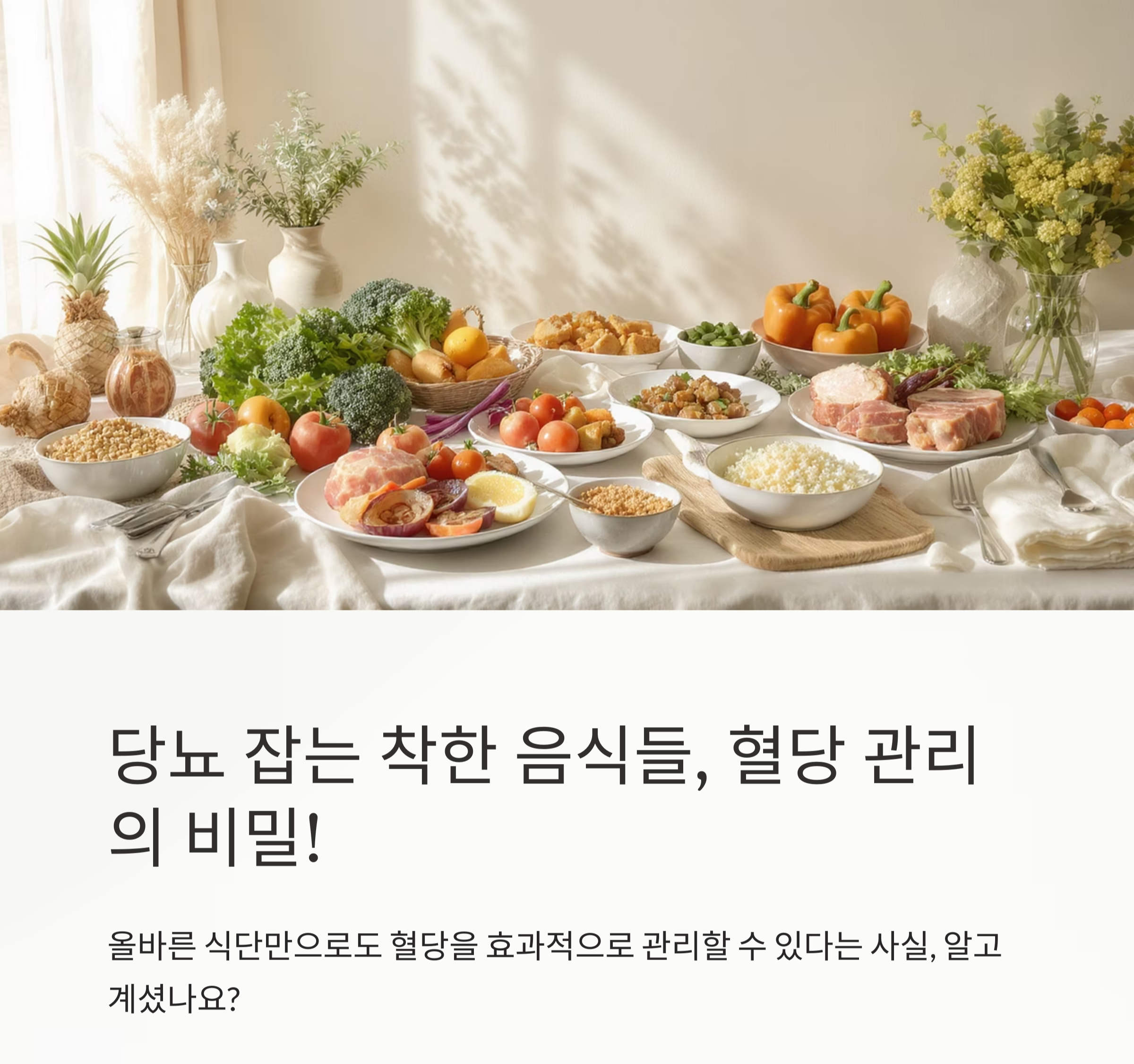 당뇨 잡는 착한 음식들, 혈당 관리를 위한 식단 리스트 공개!