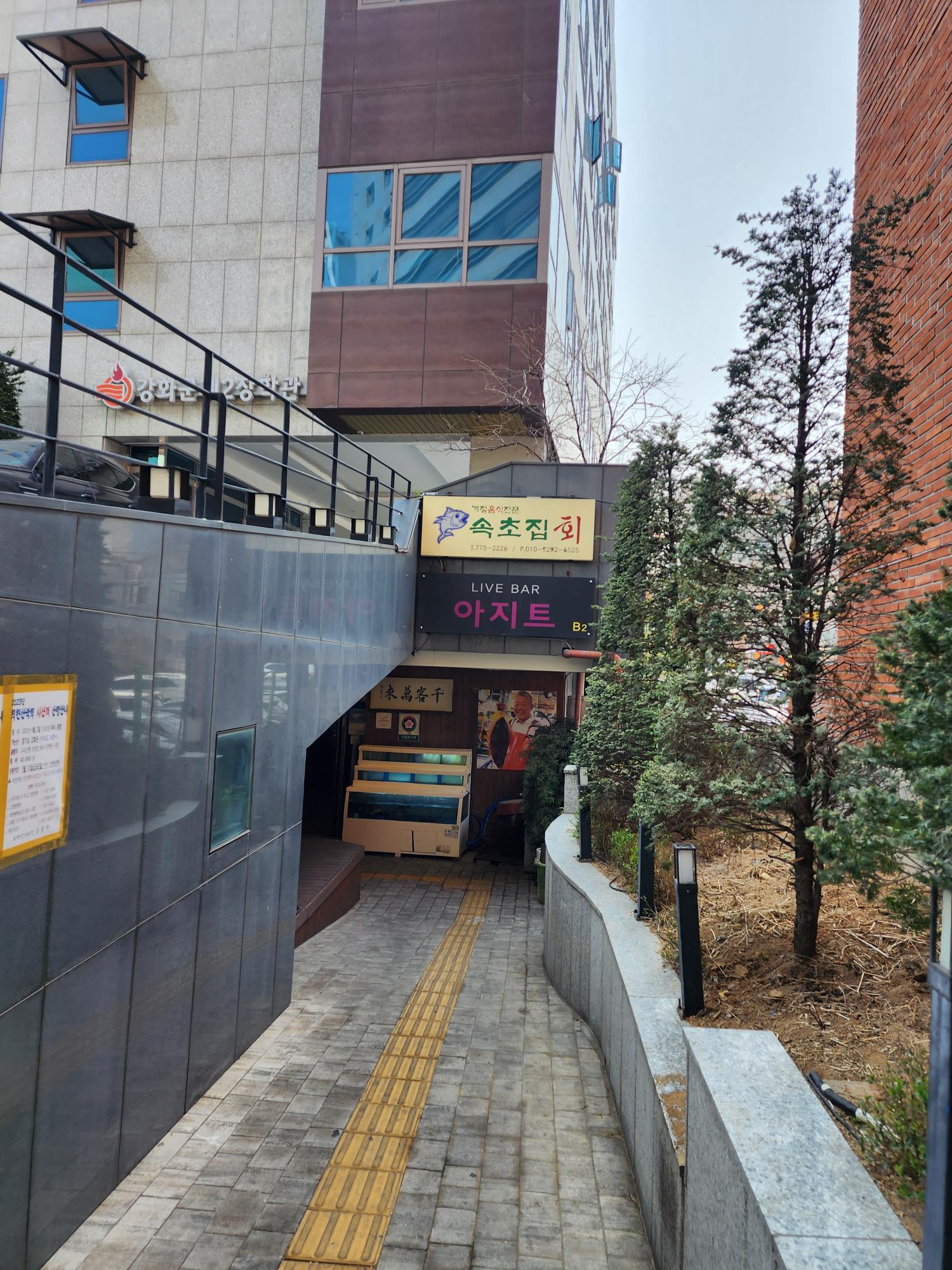 속초집 회 입구