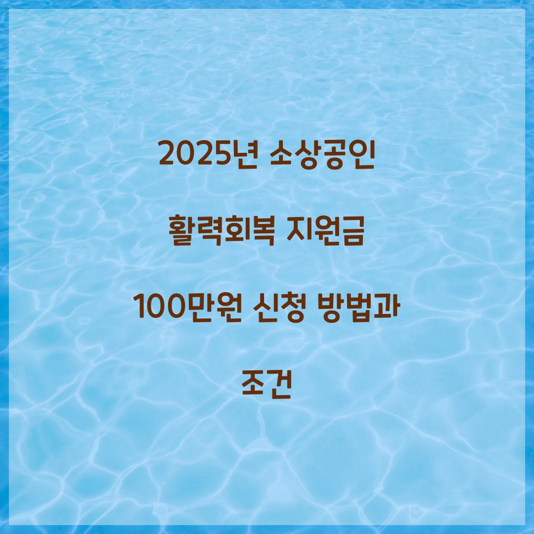 2025년 소상공인 활력회복 지원금 100만원