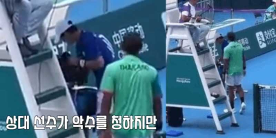 권순우 악수 거절 비매너 사진