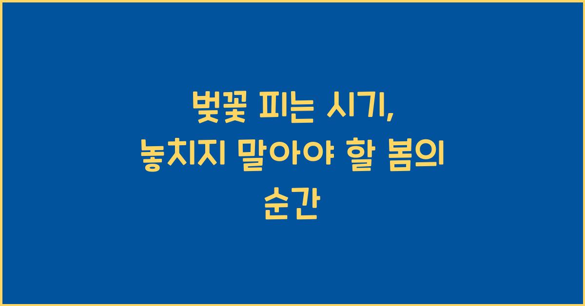 벚꽃 피는 시기