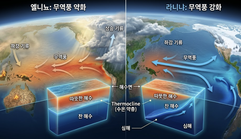 지구의 열병과 오한, 엘니뇨와 라니냐의 발생 원인과 기상 이변