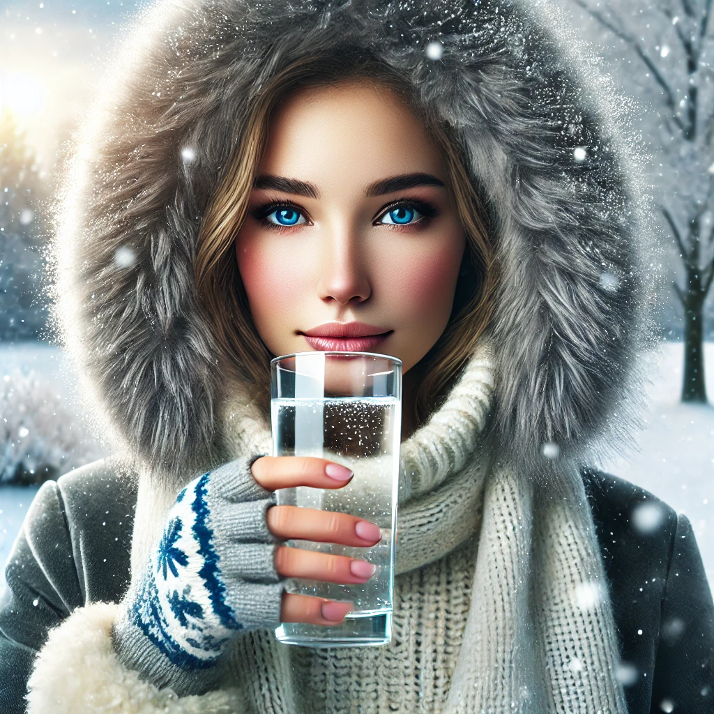 겨울철-물-마시는-여자