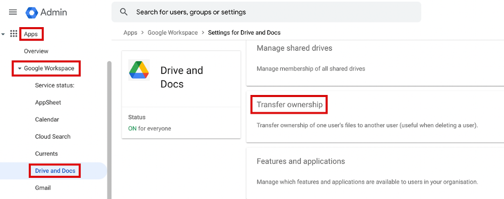 소유권 이전 메뉴 선택