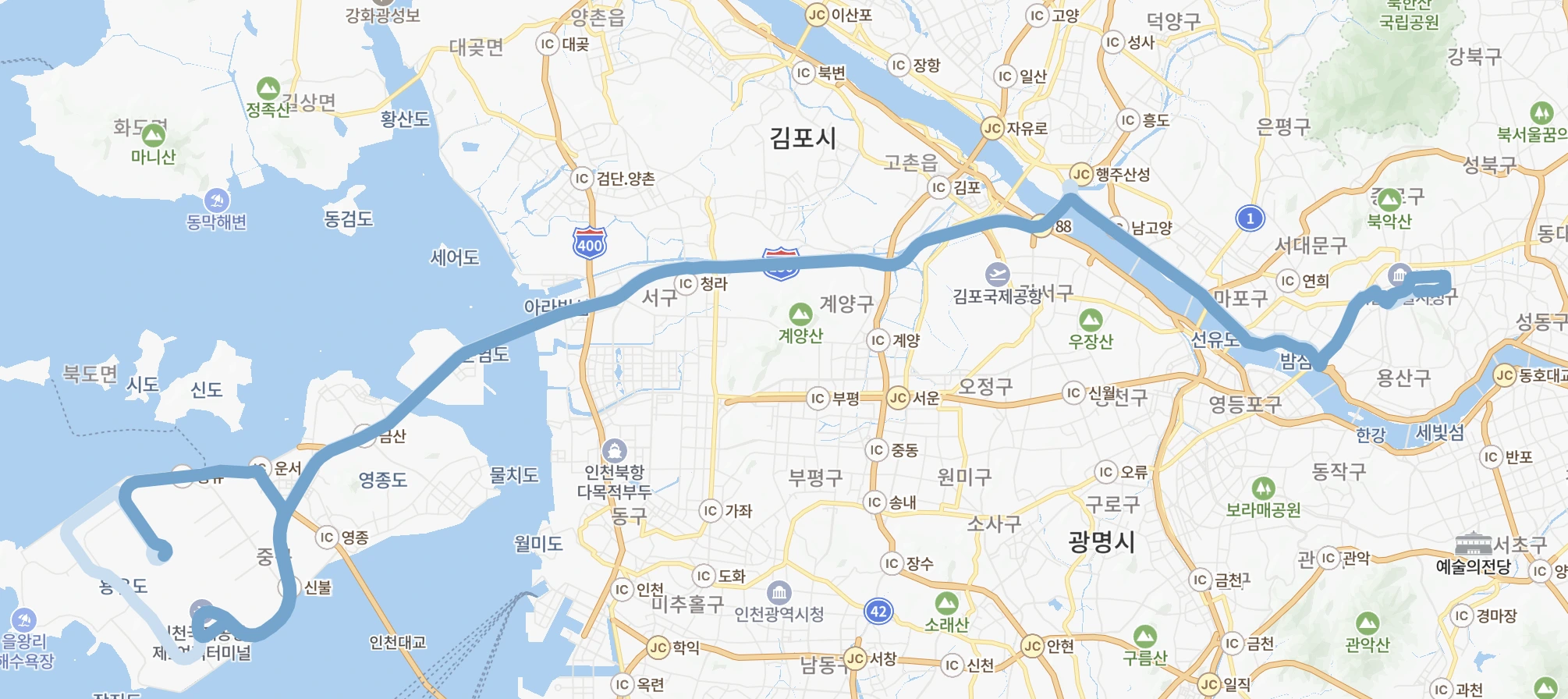 6015 공항버스 운행지도