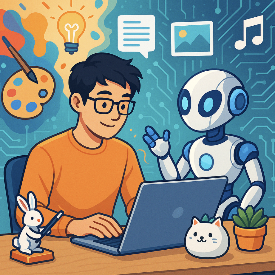 AI tool이 블로그를 도와주는 것을 연상하게 하는 이미지