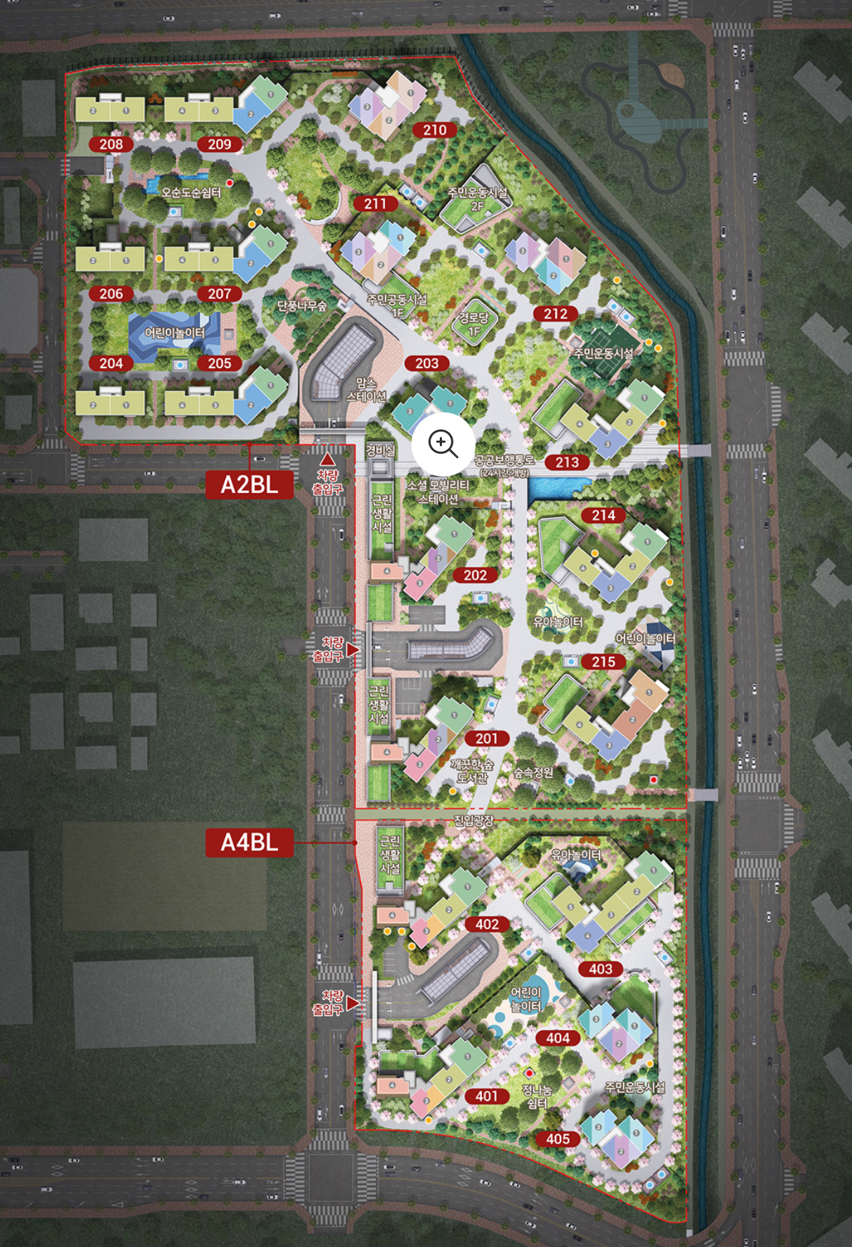 죽림 힐스테이트 더프라우드 단지배치도