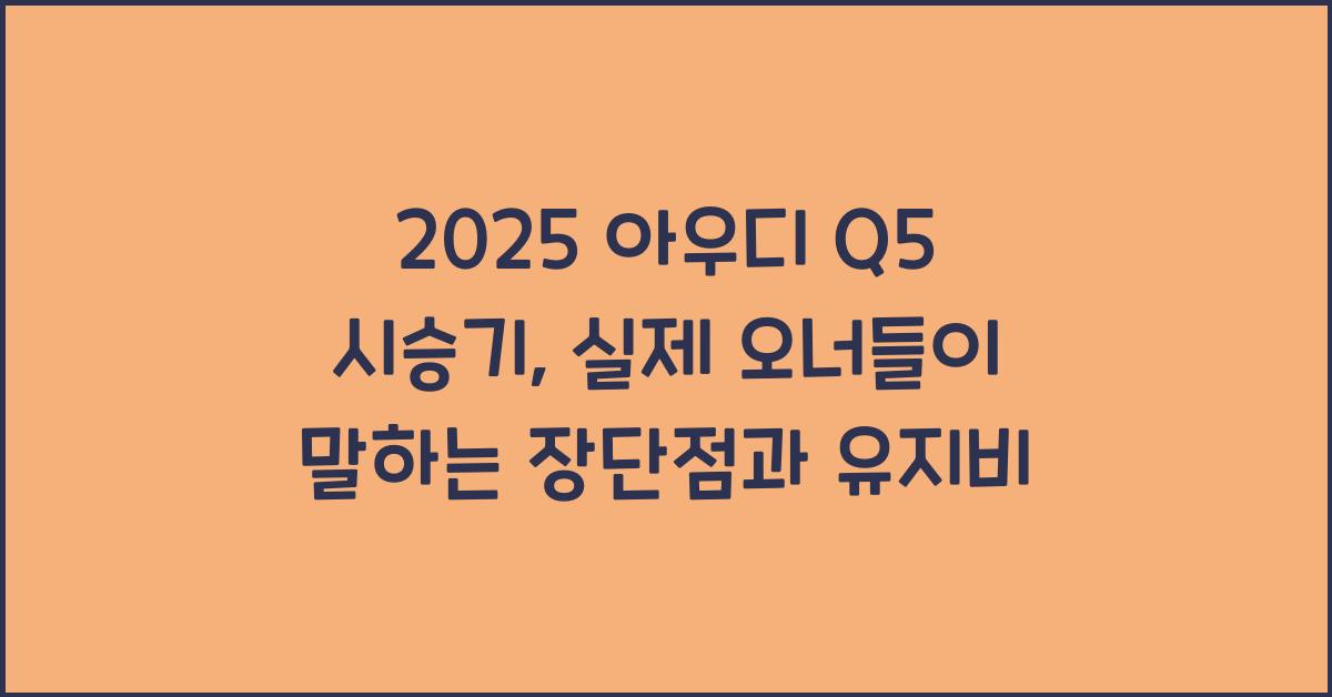 2025 아우디 Q5 시승기 제원 연비 장단점 유지비 오너평가