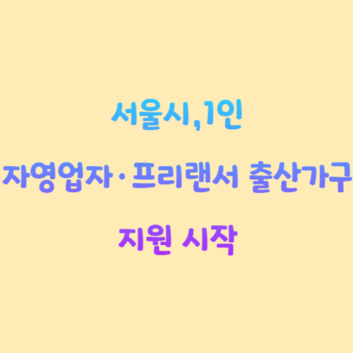 서울시, 1인 자영업자·프리랜서 출산가구 지원 시작