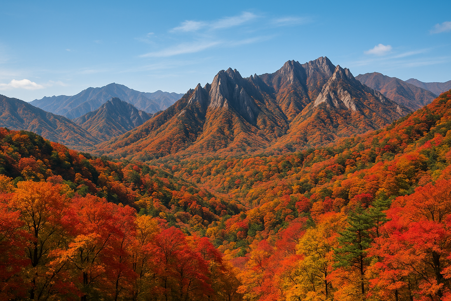 단풍이 물든 가을 산