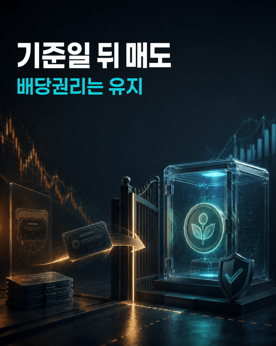 배당기준일 뒤 매도해도 확정된 배당권리가 유지됨을 표현한 카드