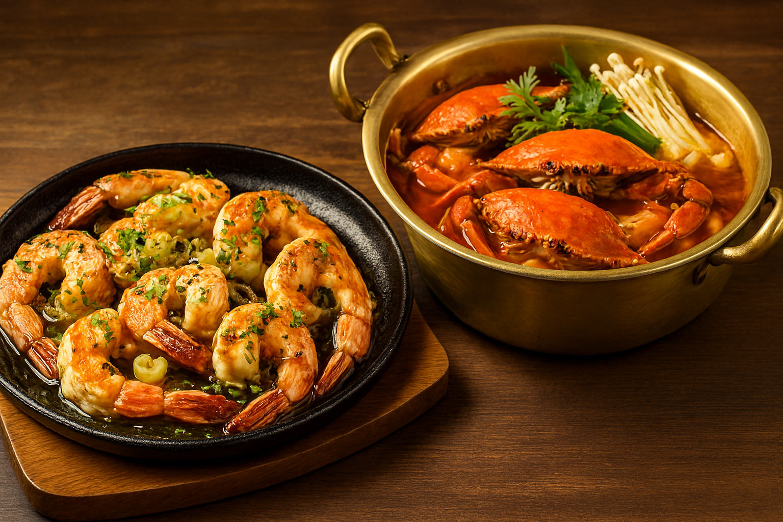 갈릭버터 새우구이와 꽃게탕 이미지