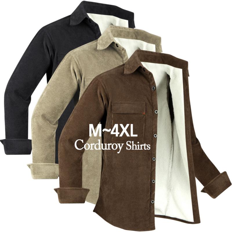 양털 골덴셔츠 남자 코듀로이 겨울 기모 남방 남성
