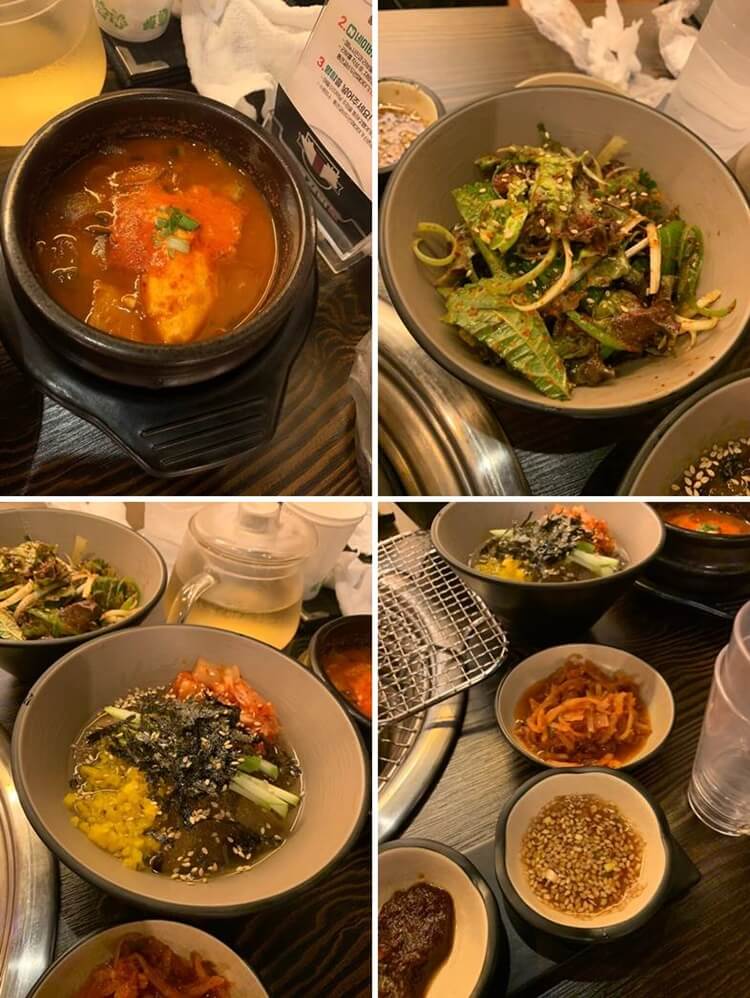 된장찌개, 묵국, 겉절이, 김치