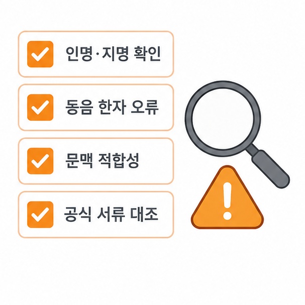 한자 변환 결과 검토 확인 항목