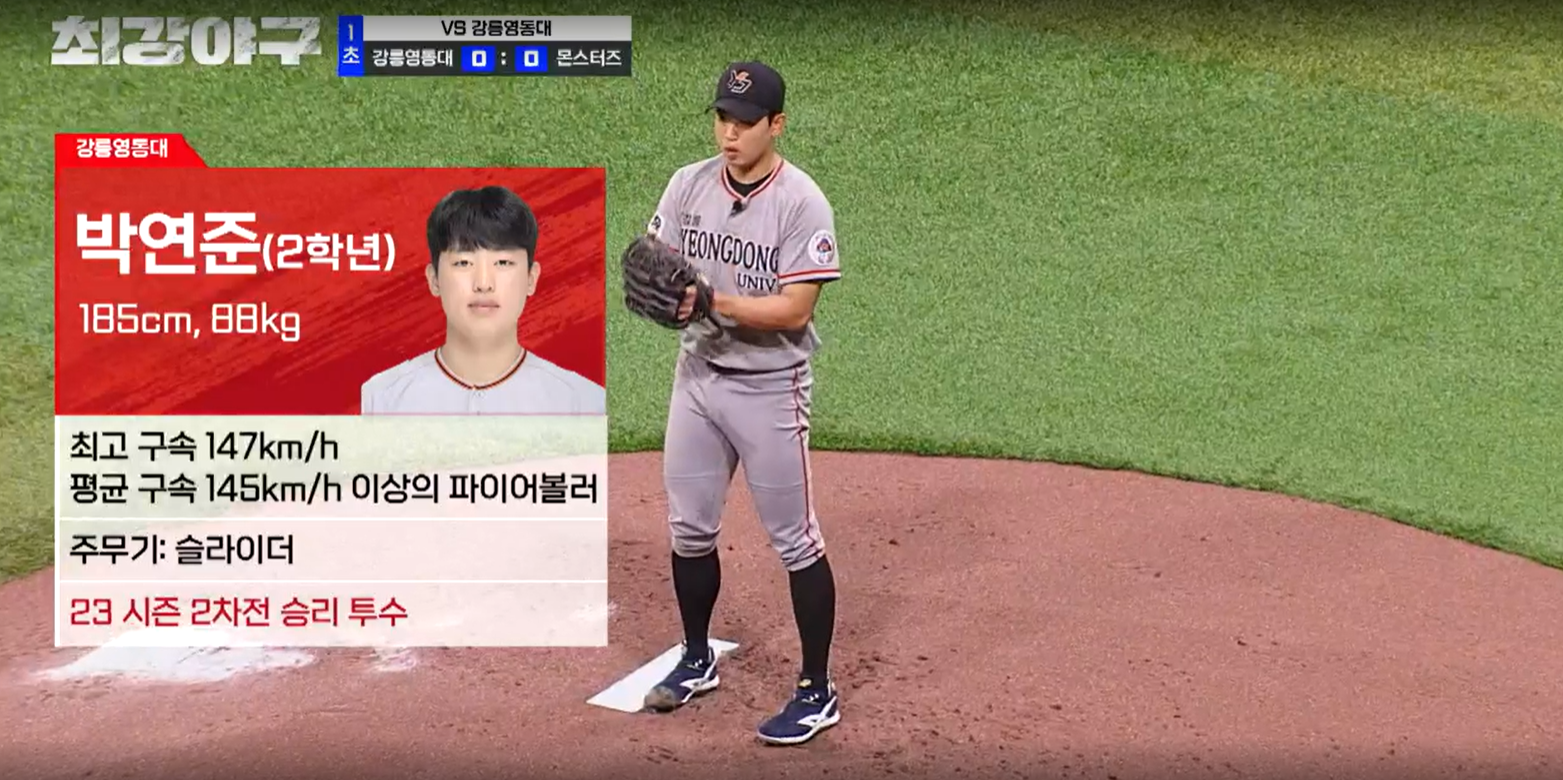 최강야구 시즌3 강릉영동대 1차전 - 강릉영동대 박연준 선발투수