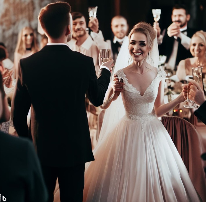 신랑 신부를 위한 축배(made by Bing)