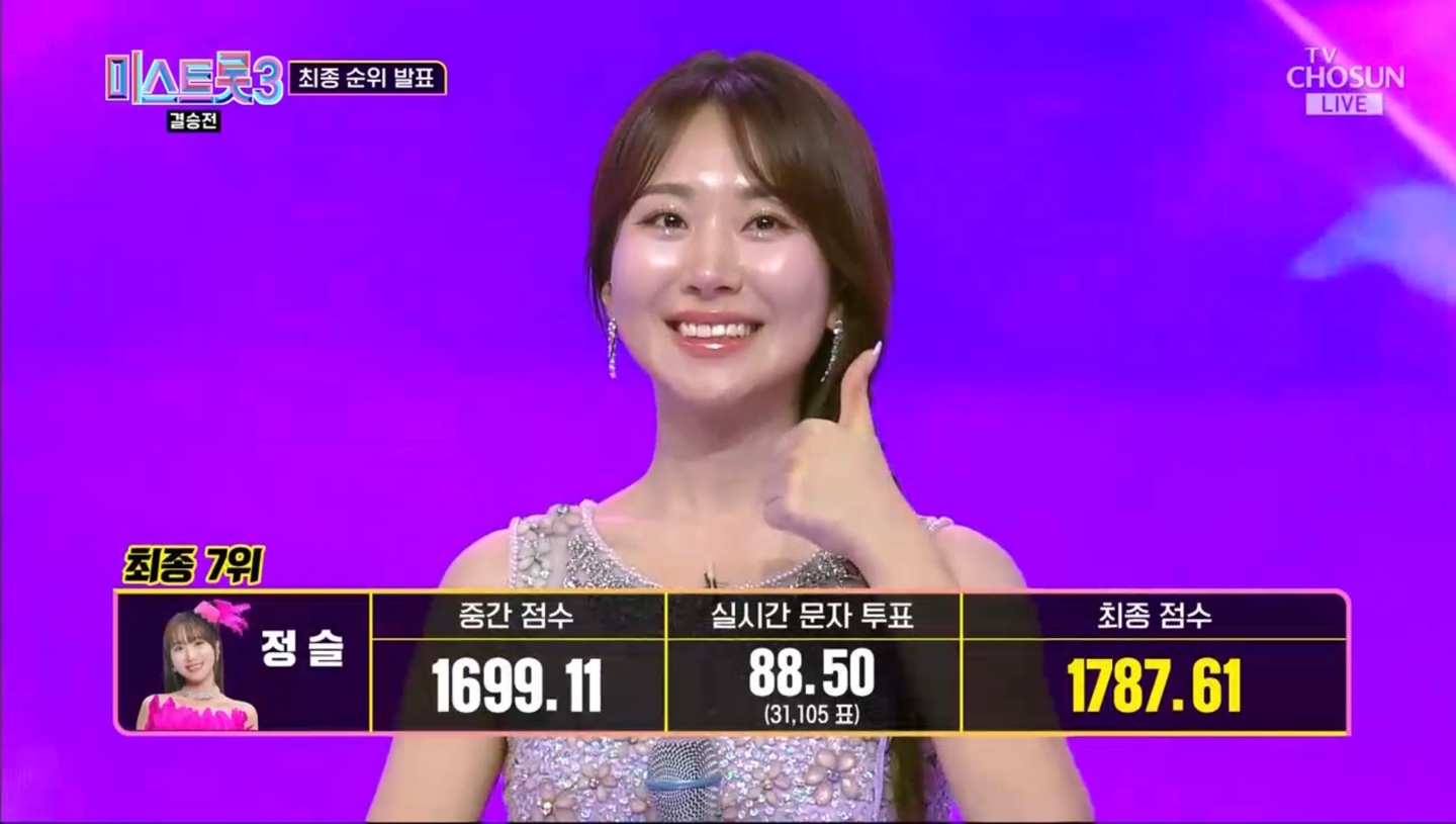 미스트롯3 최종 7위 정슬