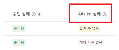 ads.txt 상태 표시