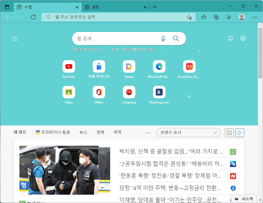 엣지 테마 설정