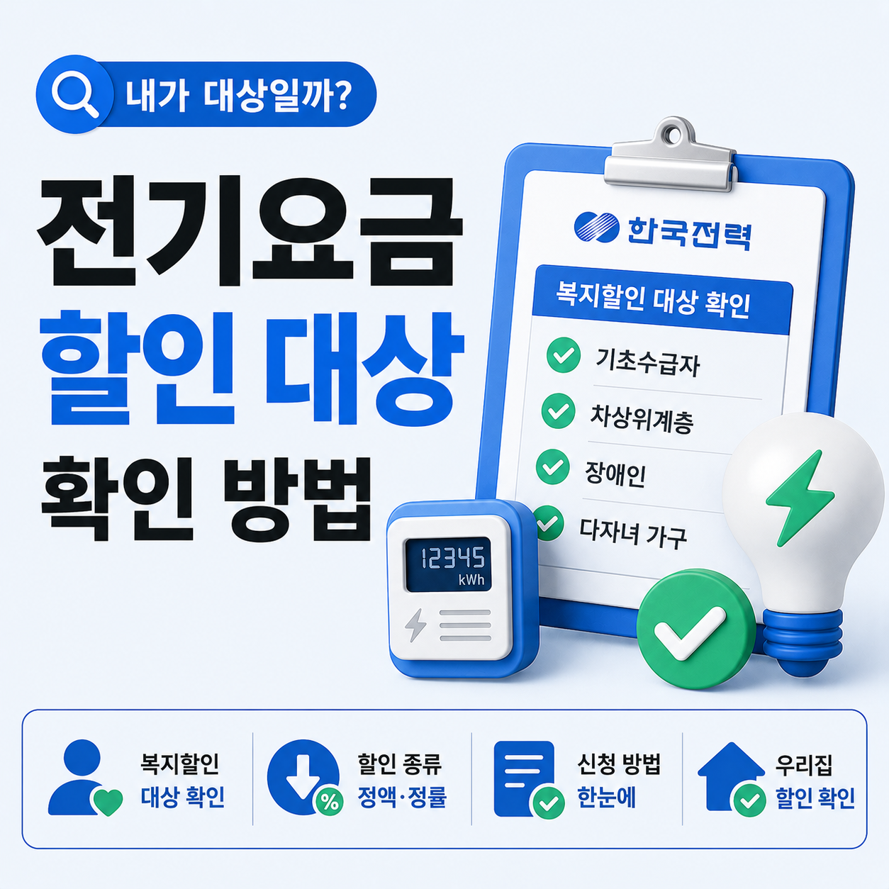 전기요금 복지할인 대상 확인 방법 안내 이미지