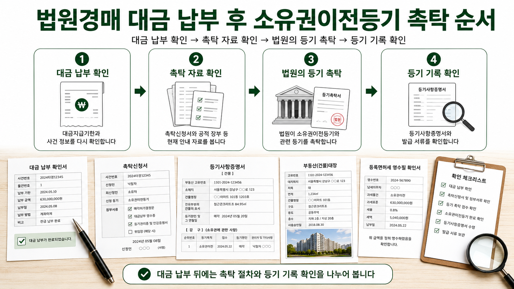 법원경매 대금 납부 후 촉탁 자료 확인, 법원 등기 촉탁, 등기 기록 확인 순서