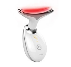 keka 갈바닉 얼굴 목 마사지기 45도 온열 LED EMS미세전류 이온도입 센서 음파 진동 USB충전식&#44; keka-4002 화이트