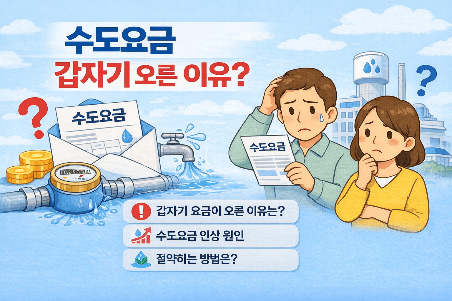 수도요금 갑자기 오른 이유 ❘ 인상 원인&middot;조회 방법&middot;줄이는 방법 정리